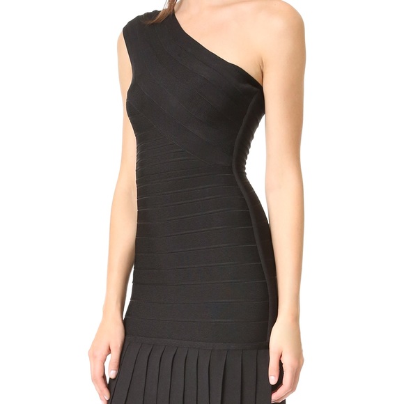 Hervé Leger Black Renee Fringe Asymmetrical Dress - Picture 4 of 5