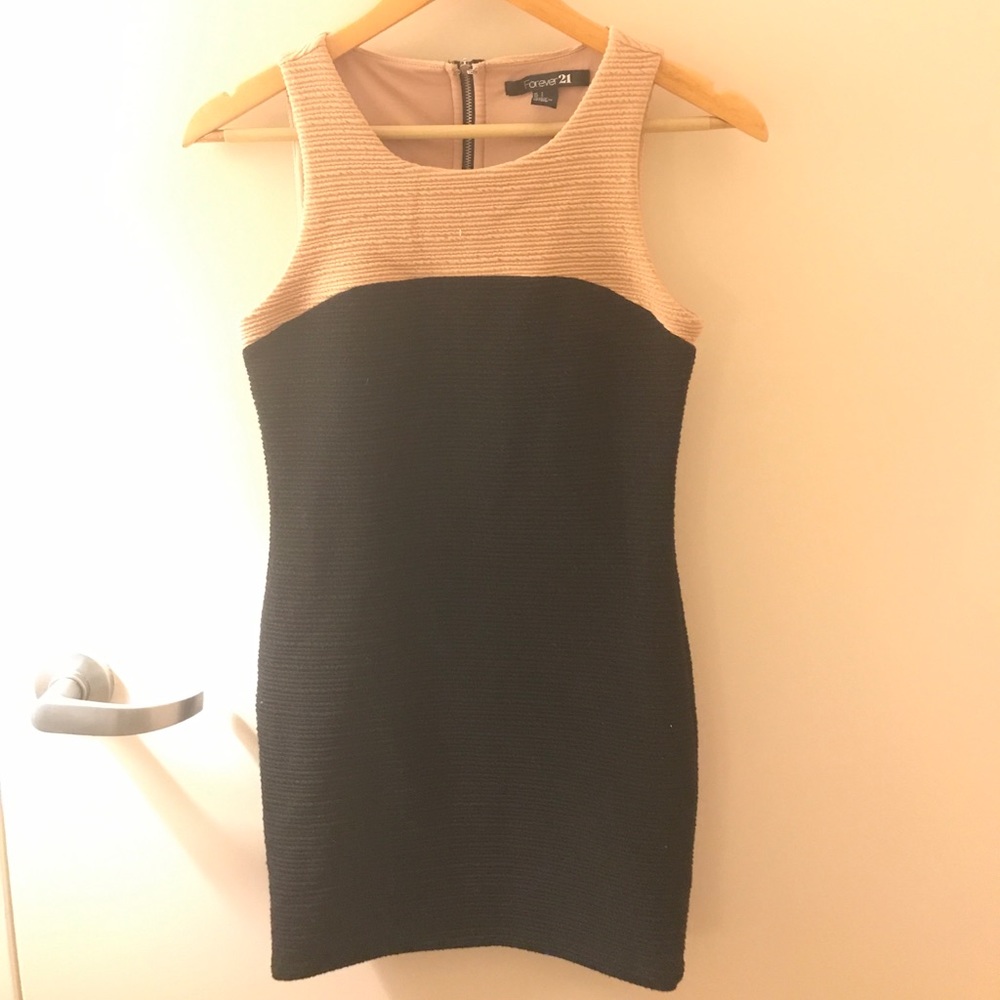 Forever 21 color block dress （apricot and black)