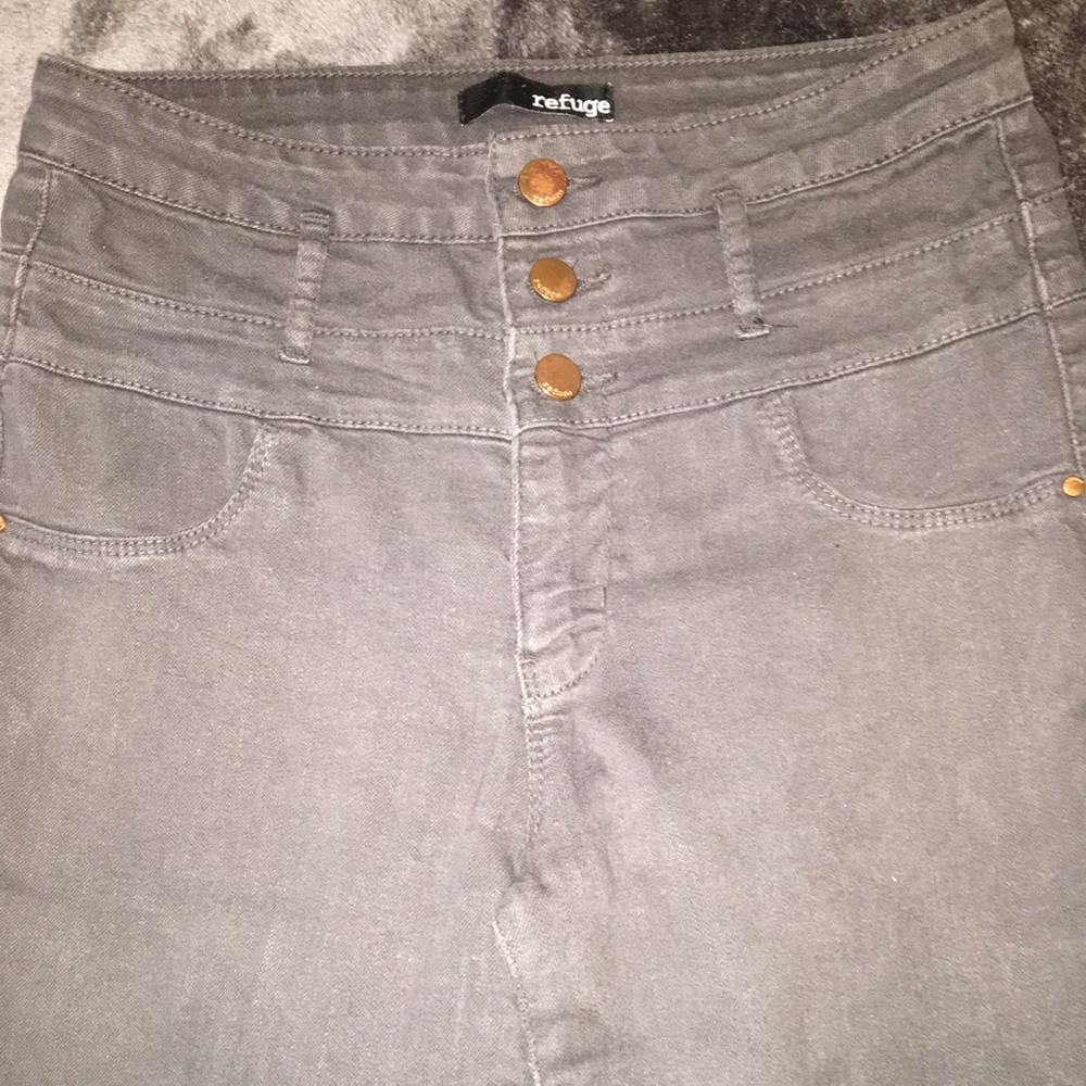 High waisted grey jeans