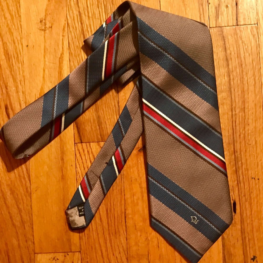 VTG Early 70s Rare Dior Embroidered Monsieur Tie