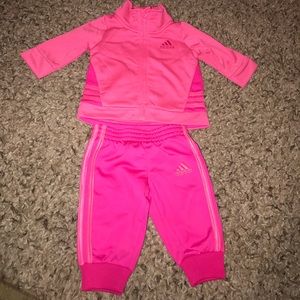 Baby girls pink adidas sweatsuit