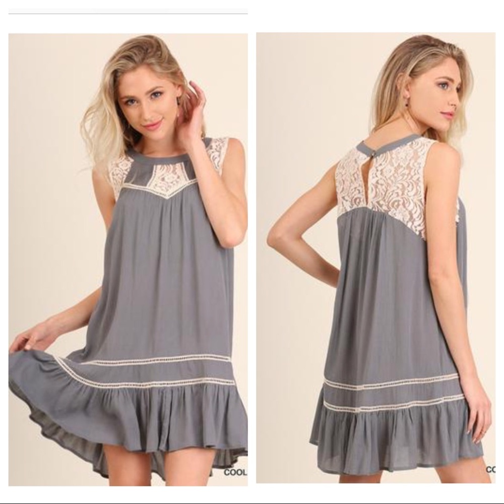 ⚡️Lace Umgee Dress in Cool Grey