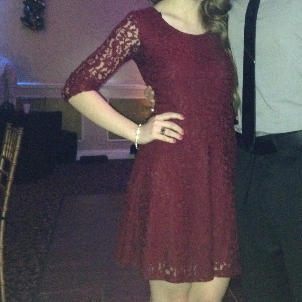WORN ONCE Burgundy Lace Dress