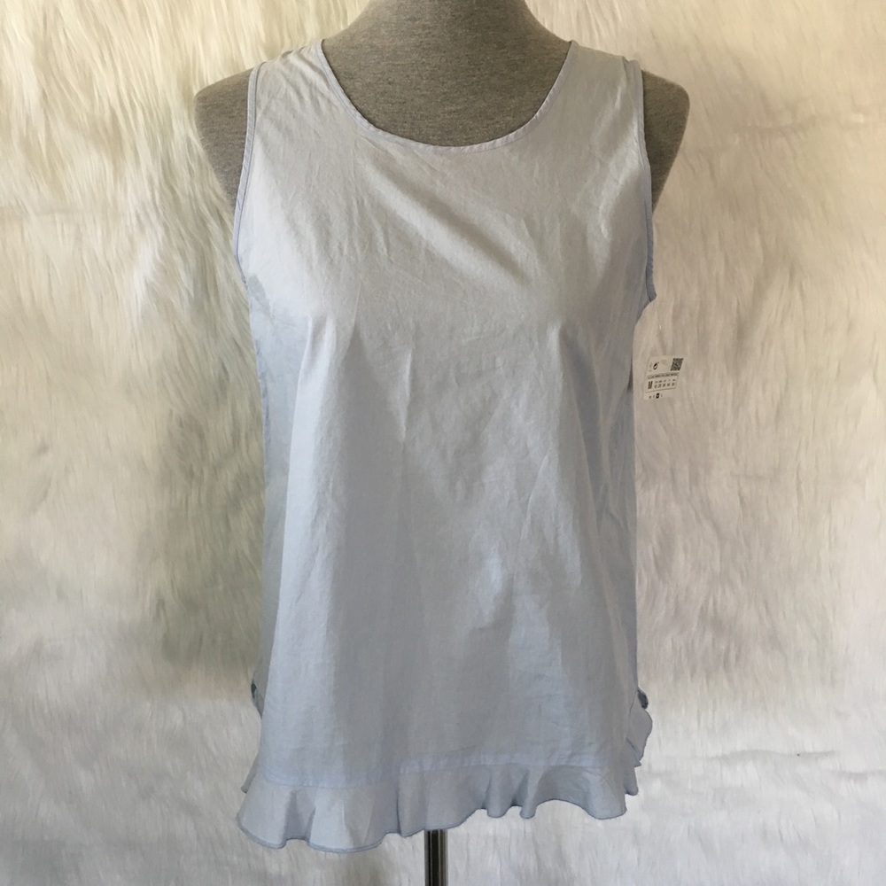 ✨ NWT Zara Basic Chambray Ruffle Hem Tank Top
