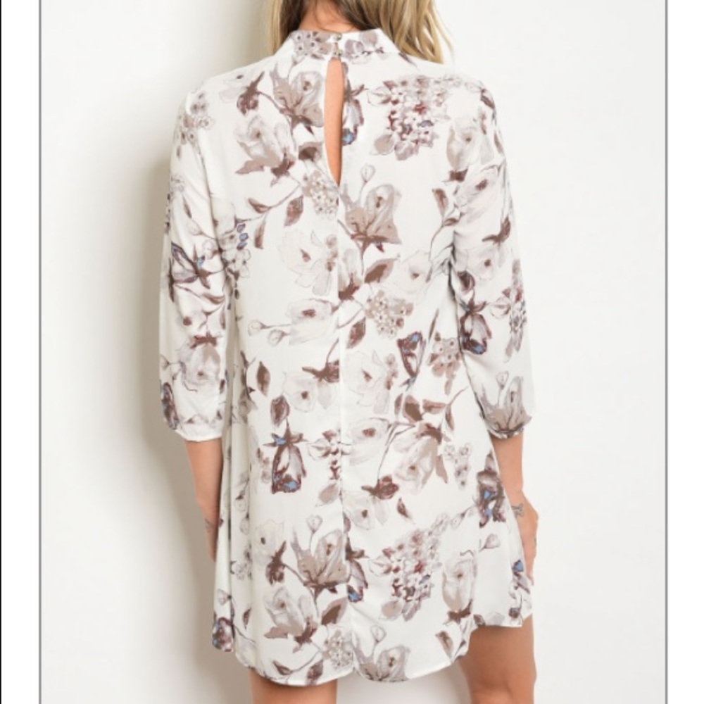 Ivory & brown floral dress, PRETTY! New - Picture 2 of 2