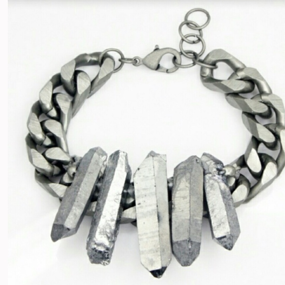 🆕Natural Titanium Quartz Thick Chunky Chain Link Aura Bracelet