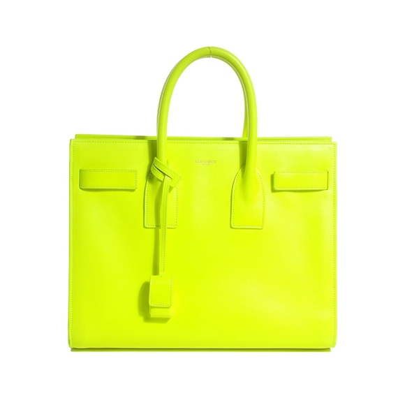 Saint Laurent Handbags - HP🎾 Saint Laurent Neon Yellow Medium Sac De Jour