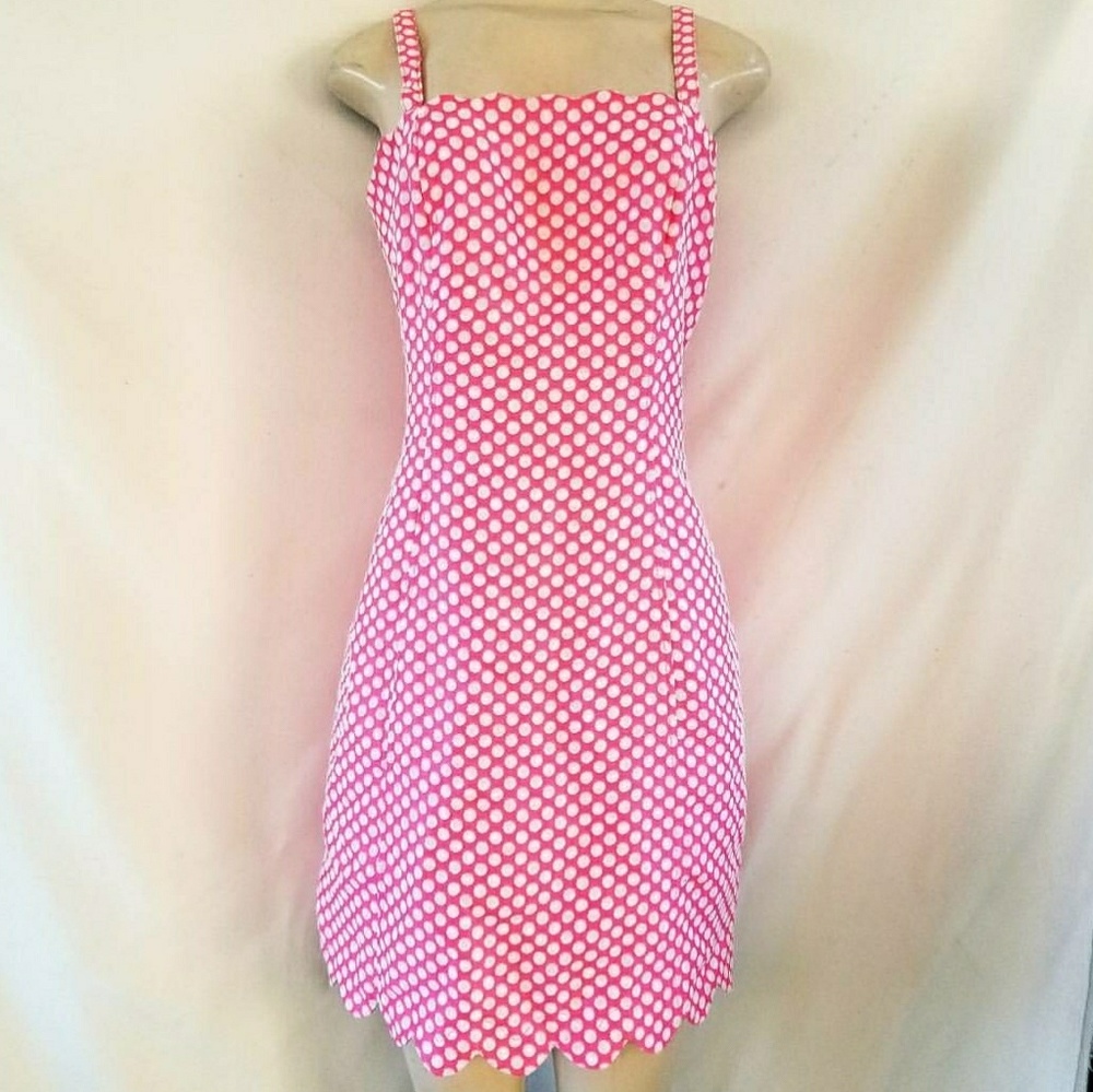 Pink polka dot I love Robson dress