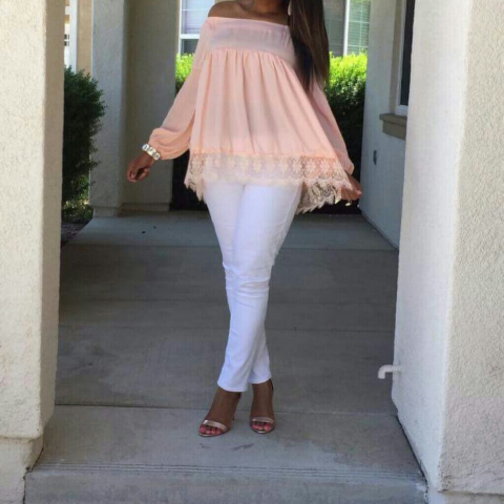 Lovely soft pink tunic with lace