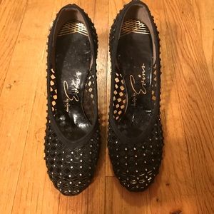 VTG 50s Evins Womens Rhinestone Studded Heels
