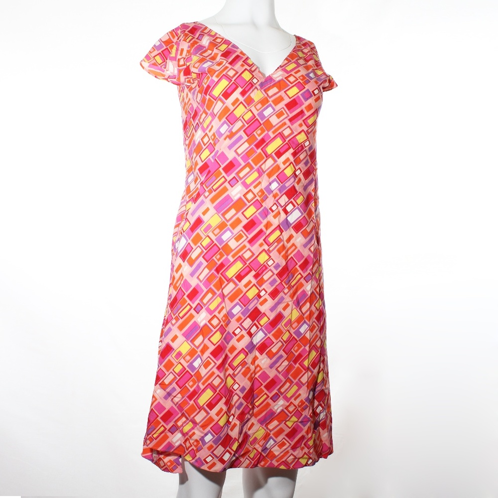 Ling-Shan Li Geometric Pattern Multicolor Dress
