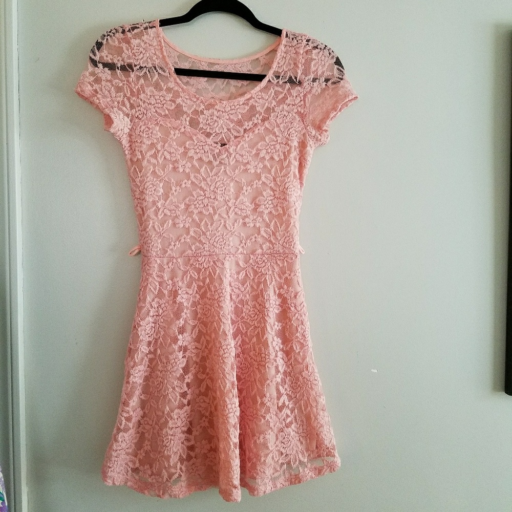 Pink Lace Skater Dress