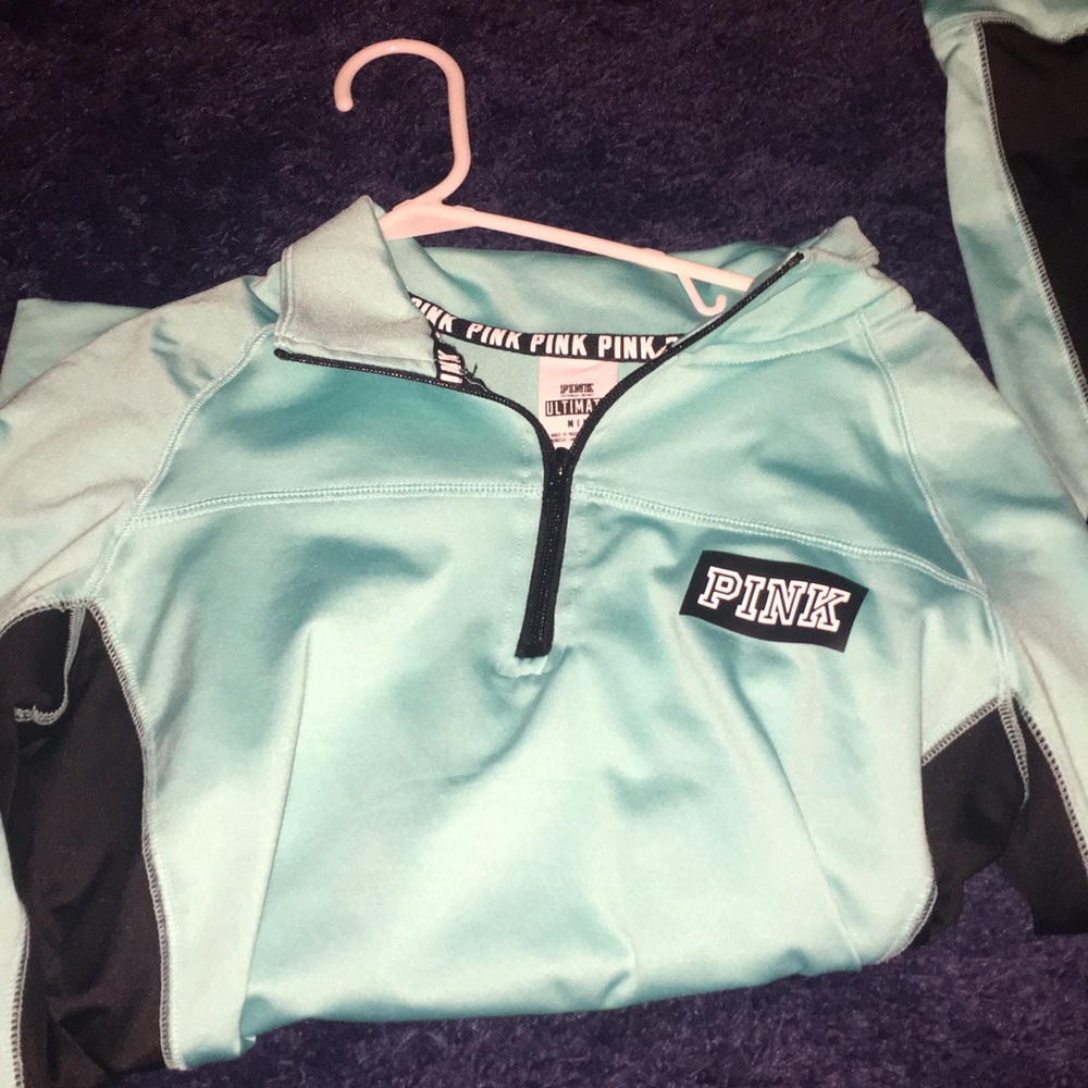 3/4 turquoise zip up pink