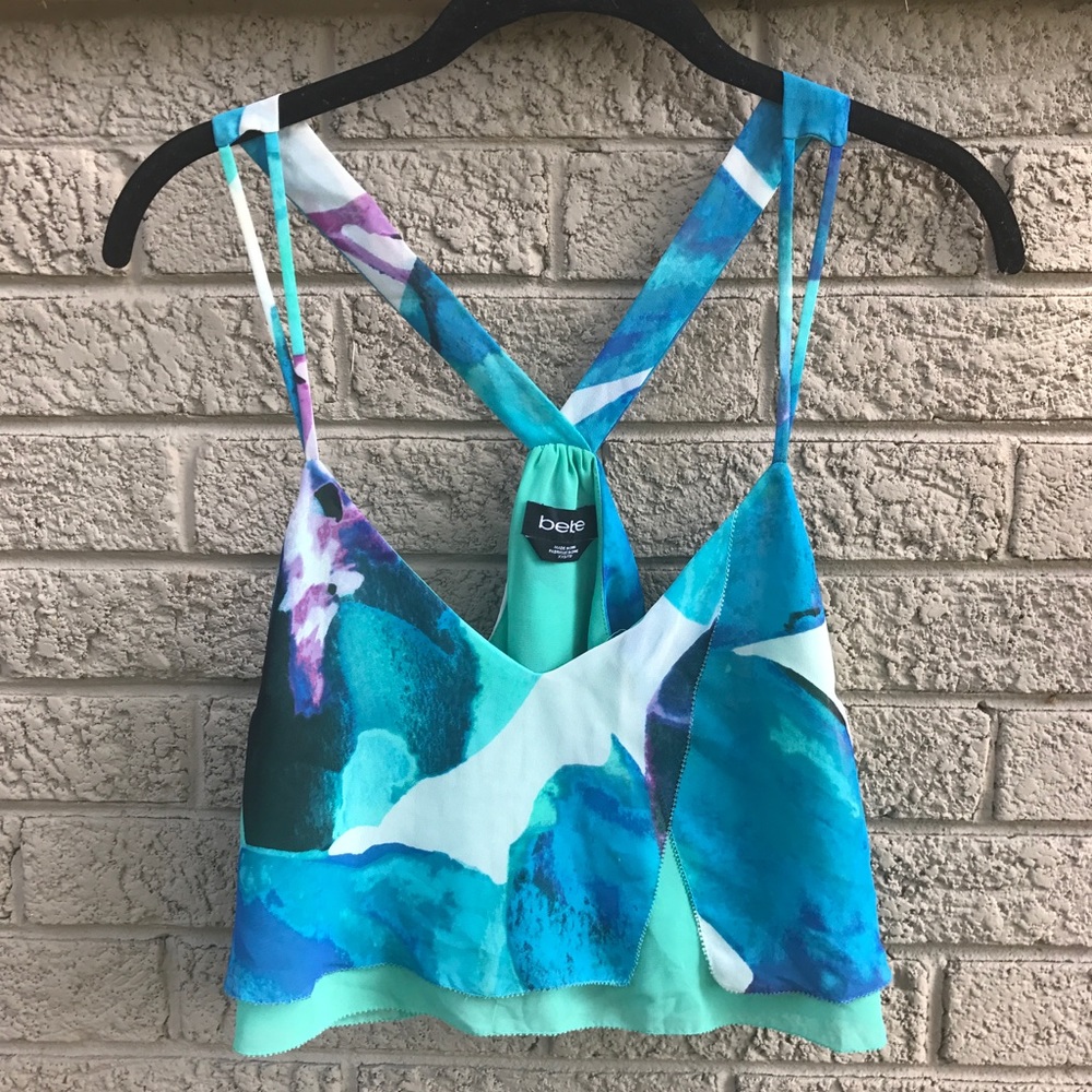 Watermark pattern silk crop top