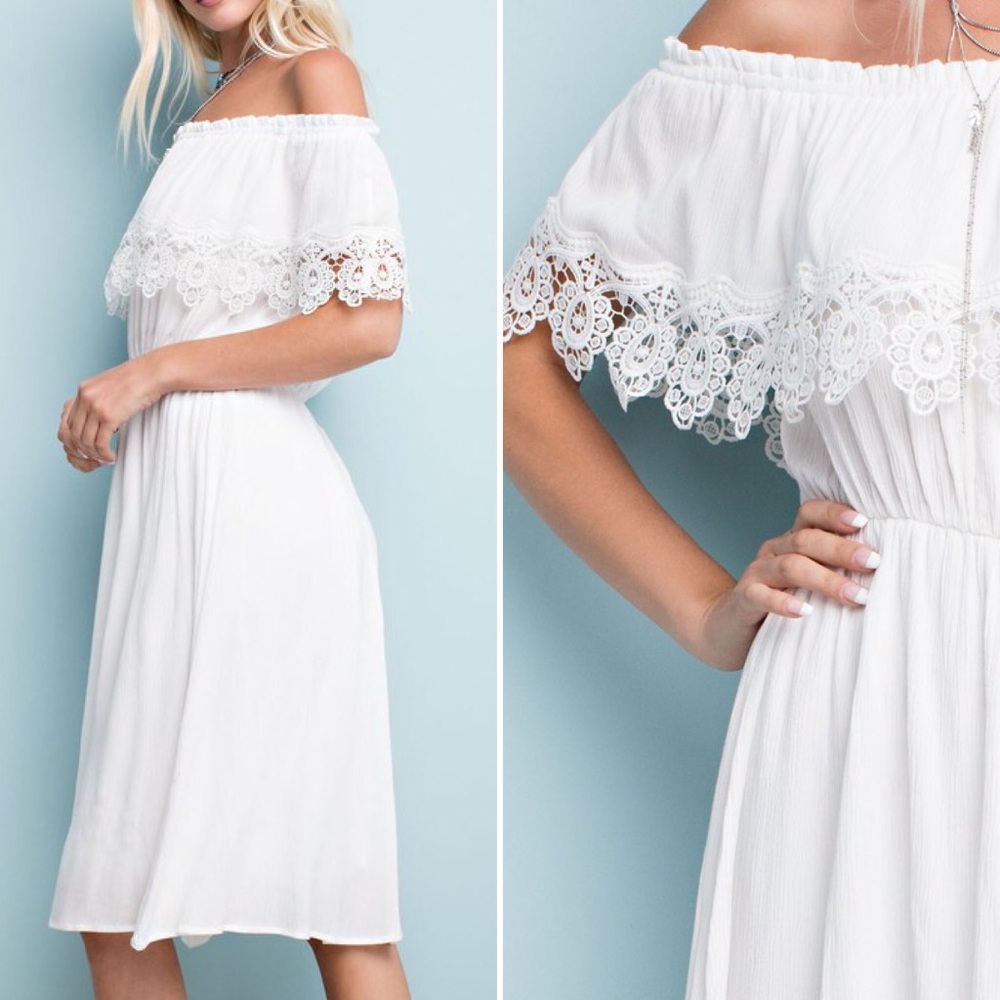 Spring White Midi Dress - Picture 3 of 8