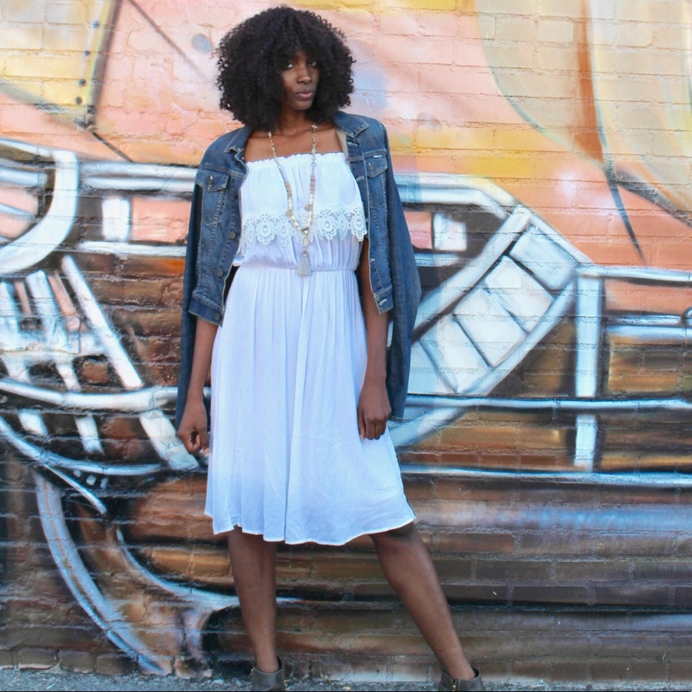 Spring White Midi Dress - Picture 2 of 8
