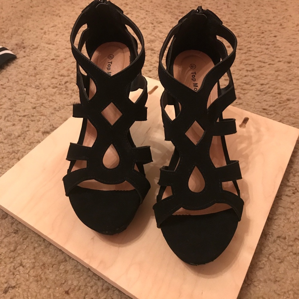 Black suede wedges