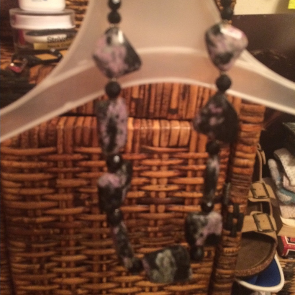 Charoite Necklace ~16" longer/Sterling clasp