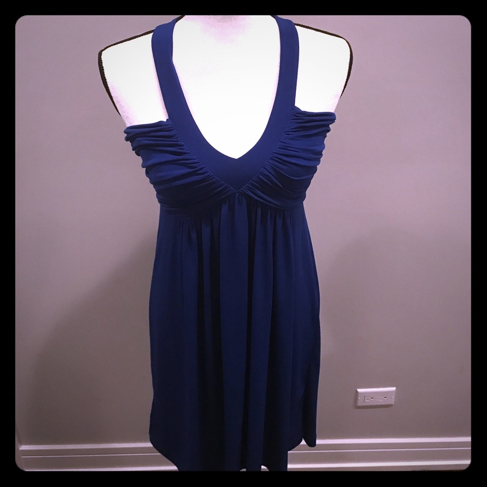 Calvin Klein blue halter stretch midi dress