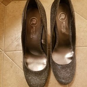 Silver sparkle heels