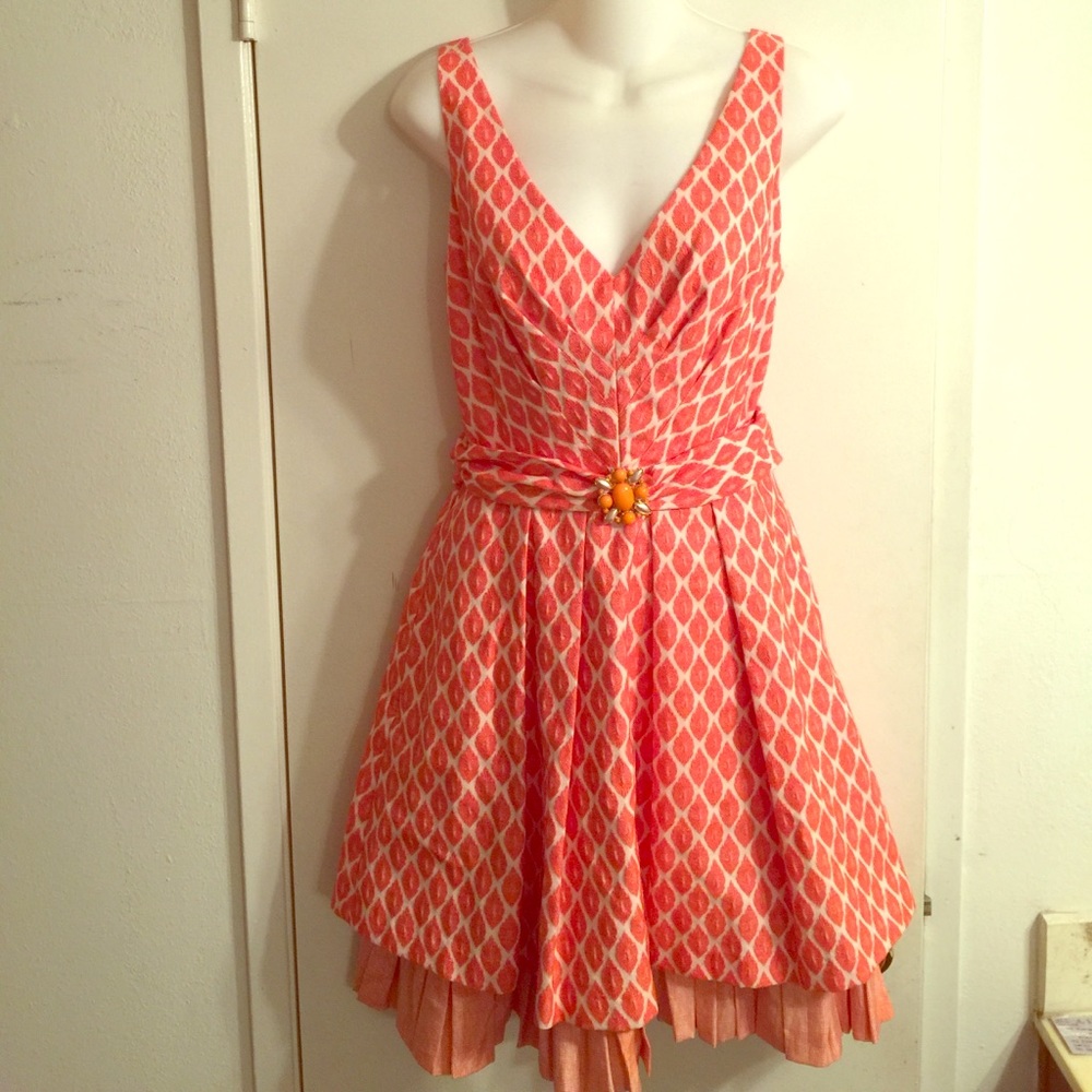 Eva Franco Orange Jeweled dress size 6