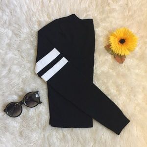 Black Varsity Striped Cropped Sweater