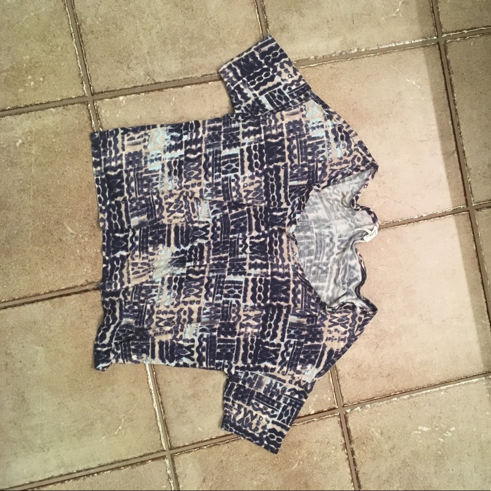 Blue Patterned Off Shoulder Shirt -Offers Accepted