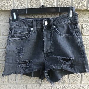 Black denim high waist shorts