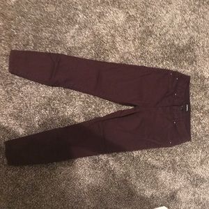 Maroon Skinny Ankle Jeans