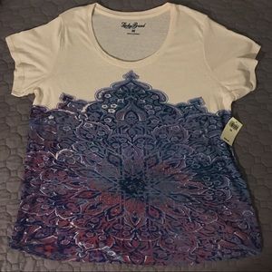 NWT Lucky Brand Cream Tee 2x
