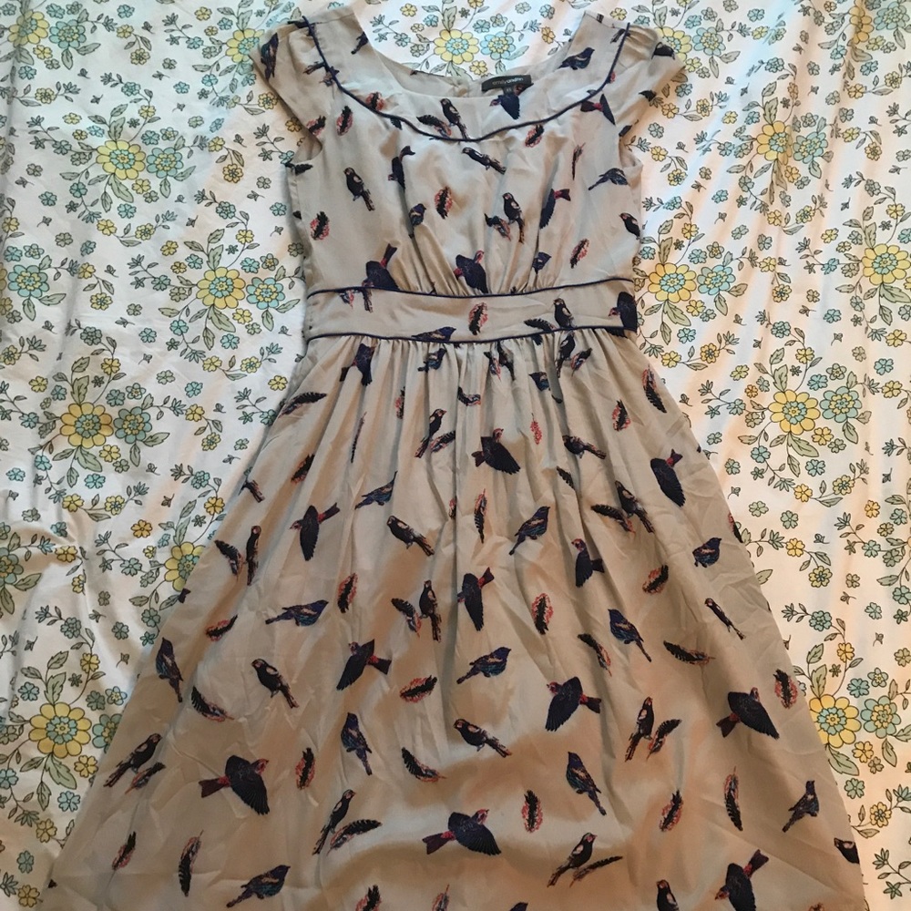 Emily and Fin Bird Print Crepe Dress