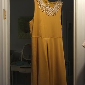 Free people yellow with white crochet collar
