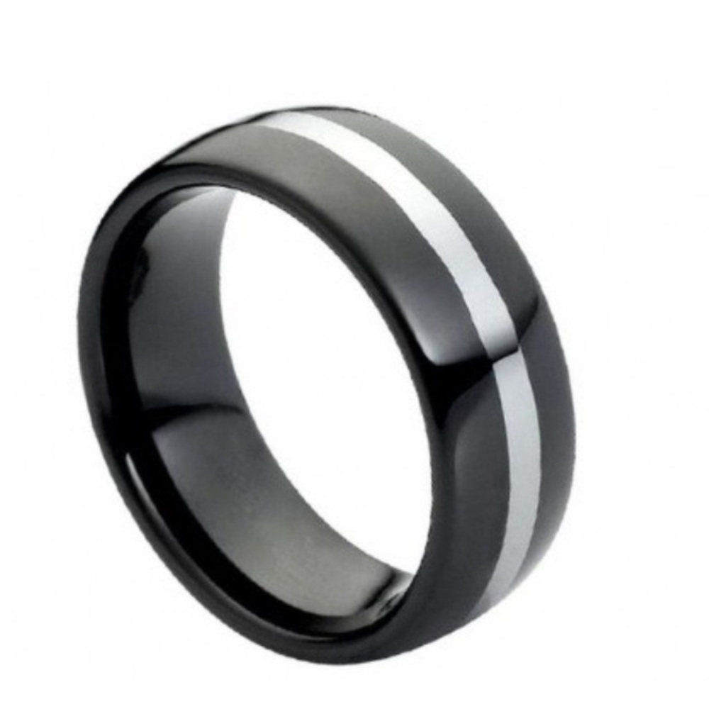 Black and silver tungsten ring
