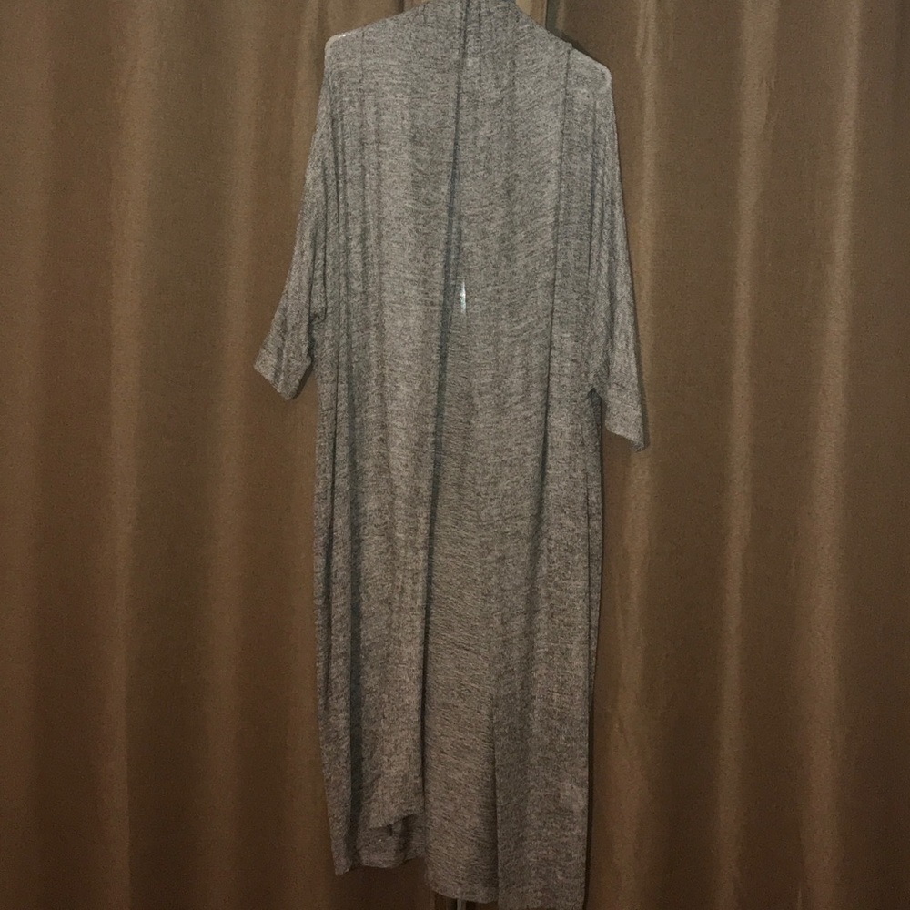 Plus Size Heather Grey Maxi Cardigan