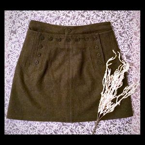 🍃🍂 Army Green Wool Button-Front Mini-Skirt🍂🍃