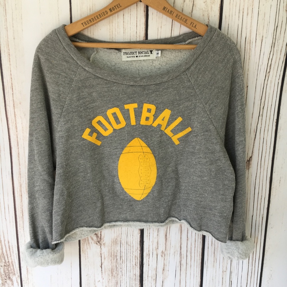 Project Social T Gray long sleeve Crop Sz S