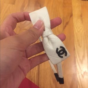 Chanel white leather headband