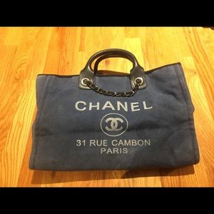 Authentic Chanel denim tote bag