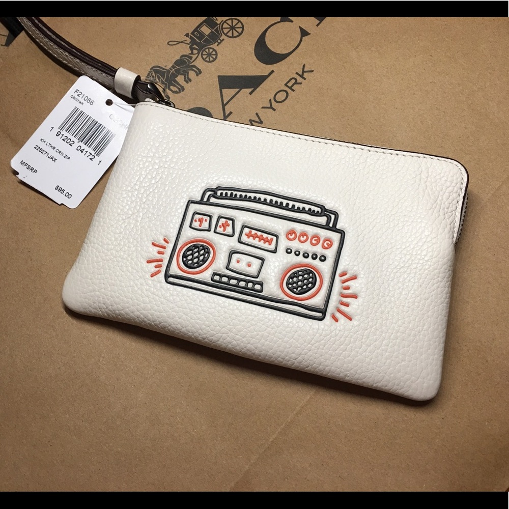 CoachXKeith HARING BOOM BOX Zip Phone Wristlet NEW