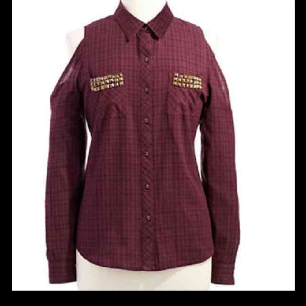 Buffalo David Bitton Cold Shoulder Button Down!