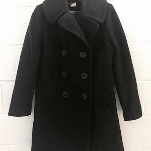 J Crew Black Double Breasted Wool Pea Coat