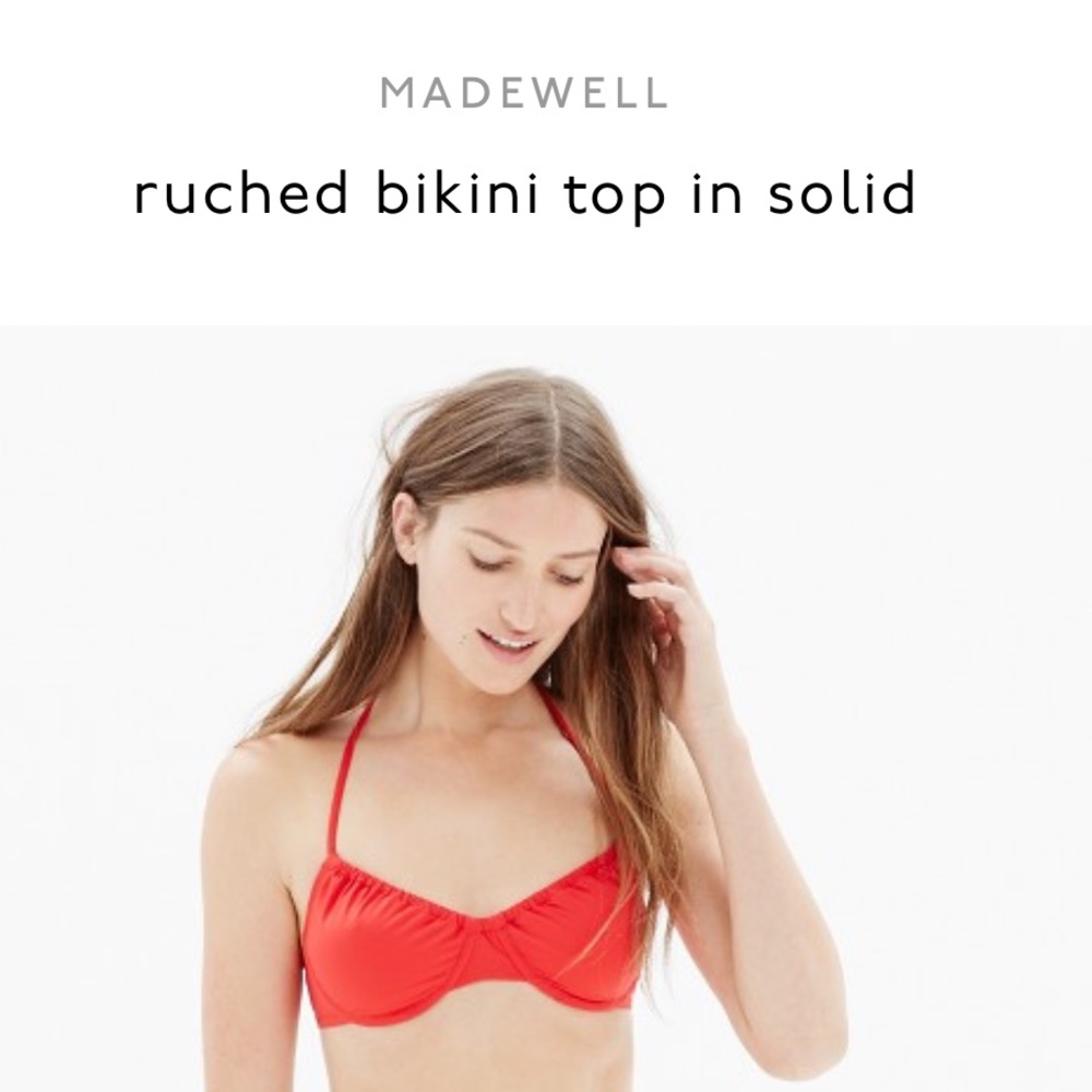 Madewell Ruched Bikini Top Red 32C