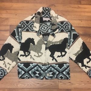 Vintage woven Horse pattern jacket