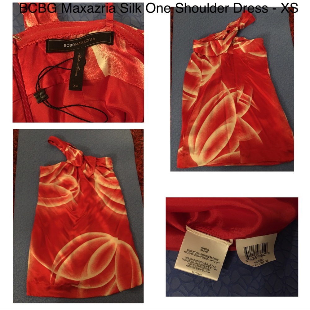 BCBG Maxazria Silk One Shoulder Dress - XS