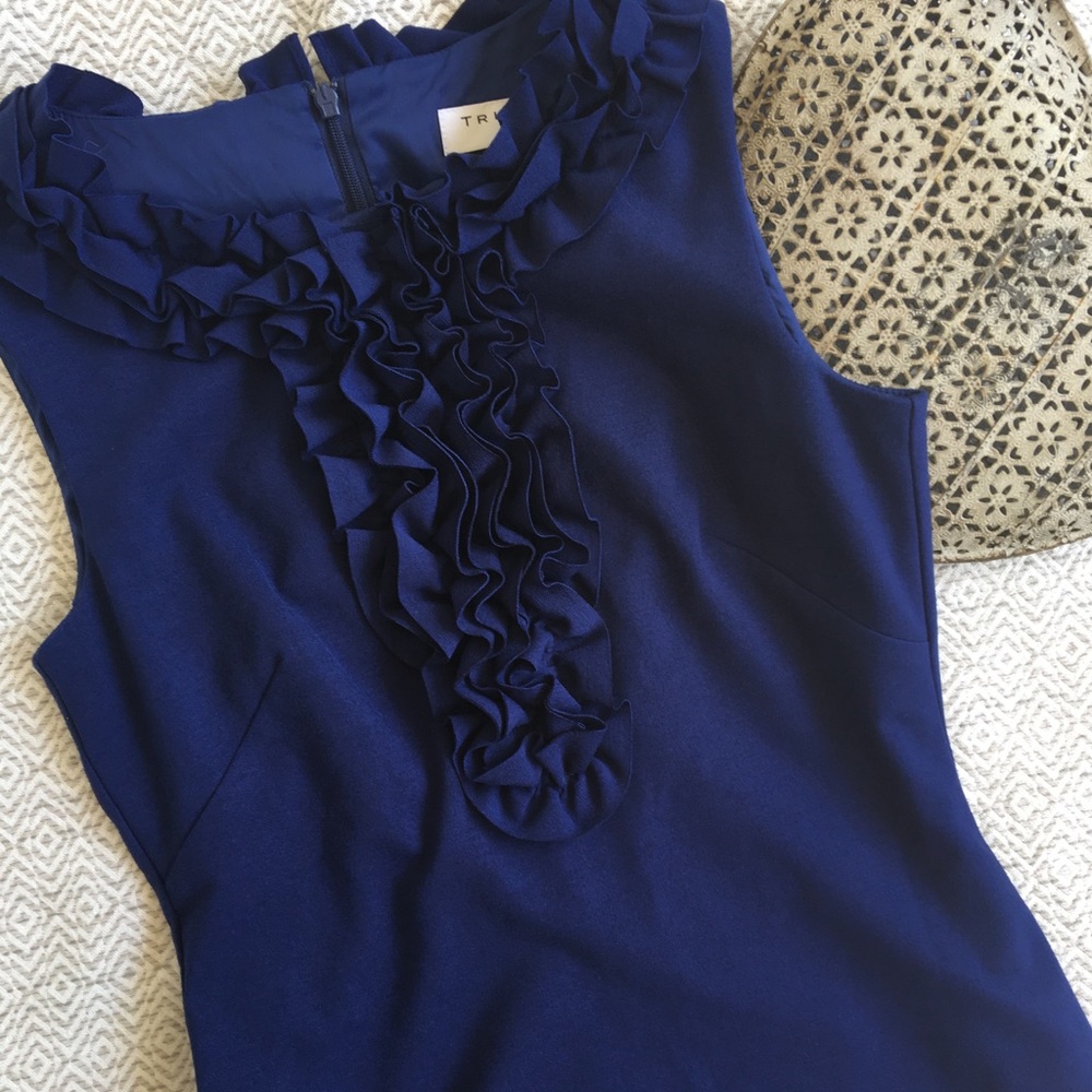 Trina Turk royal blue ruffle cocktail dress size 0