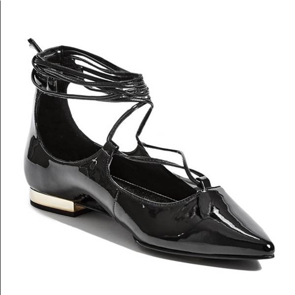 NEW IN BOX BLACK GUESS HELLIX LACE-UP FLATS