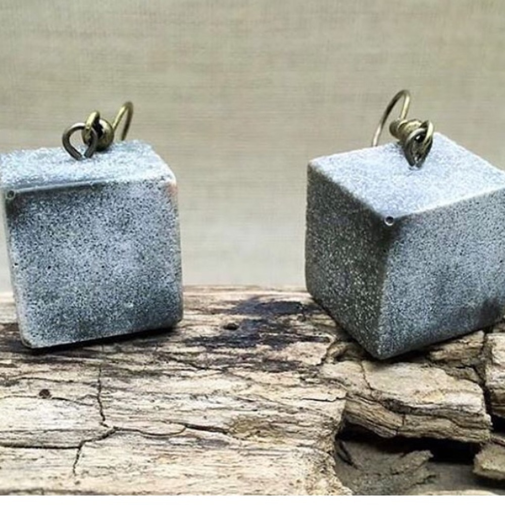 Cement Cube Earrings 1 of a Kind Handmade