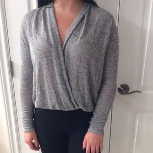 Gray wrap long sleeve