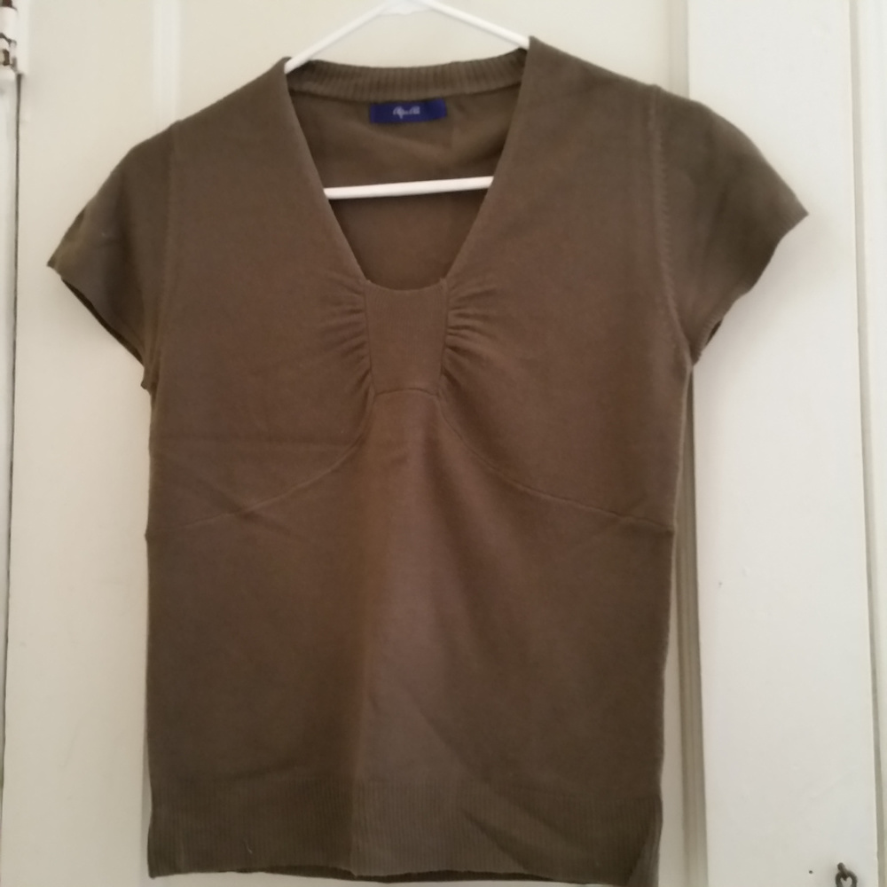 Cocoa Brown Short Sleeve Ruched Knit Top