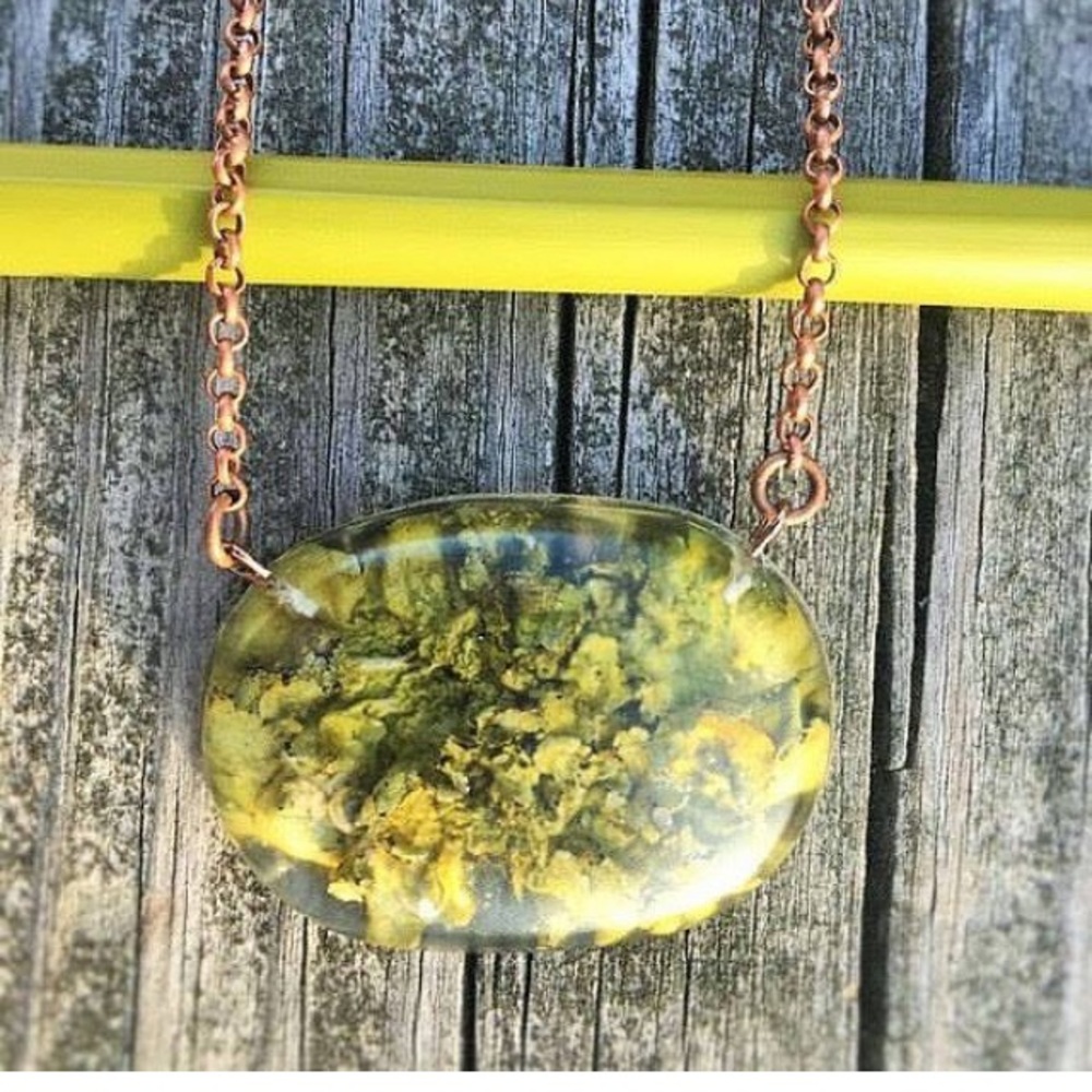 Nature Jewelry! Real lichen in resin. Natural